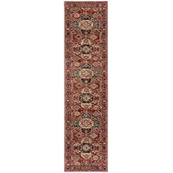 KADIMA DESIGN Teppich Vintage-Stil | Geometrisches Muster | Strapazierfähig | Pflegeleicht | Für Fußbodenheizung | 66x300cm