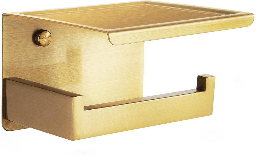 Canora Grey Beetner Wall Mounted Toilet Paper Holder Brushed Brass 8.5cm H X 13.5cm W X 11cm D