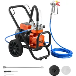 VEVOR Membran-Airless-Farbspritzgerät 2000 W, Rollbares Farbspritzgerät mit 22,75 MPa Hochdruck, 10 m Hochdruckschlauch, Reinigungsnadel und Bürste, für DIY-Sprüharbeiten im Innen- und Außenbereich