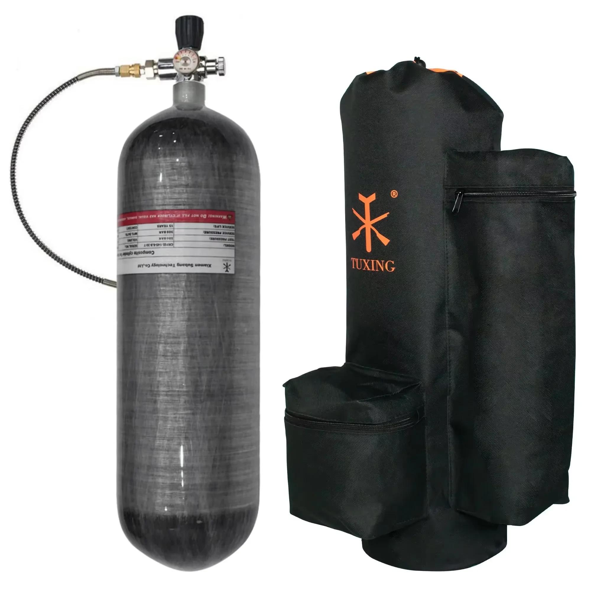 Pressluftflasche PCP - Kohlefaserzylinder 6,8 L - 300 bar 4500 psi - Gewinde M18x1,5 - Füllstation mit Tragetasche ValveB