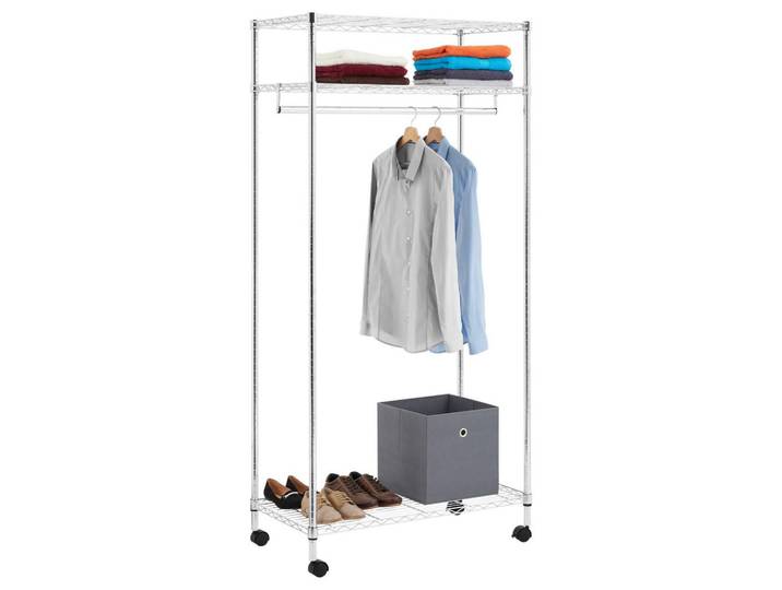 Idimex Garderobenwagen Brindisi chrom, Chromfarben, Metall, Mode, 91x181x48 cm, Garderobe, Garderobenständer