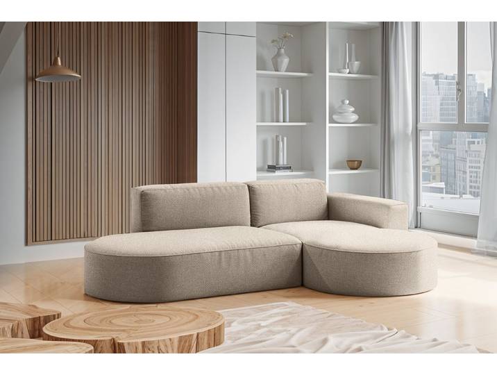 Kaiser Möbel Ecksofa Modernes L-förmiges Designer Modena Falten, HR-Schaum, Wellenfeder, Komfort