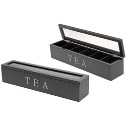 Excellent Houseware Koopman C37800110 Teebeutelhalter – 6 Fächer – Schwarz, Lunchbox, Schwarz
