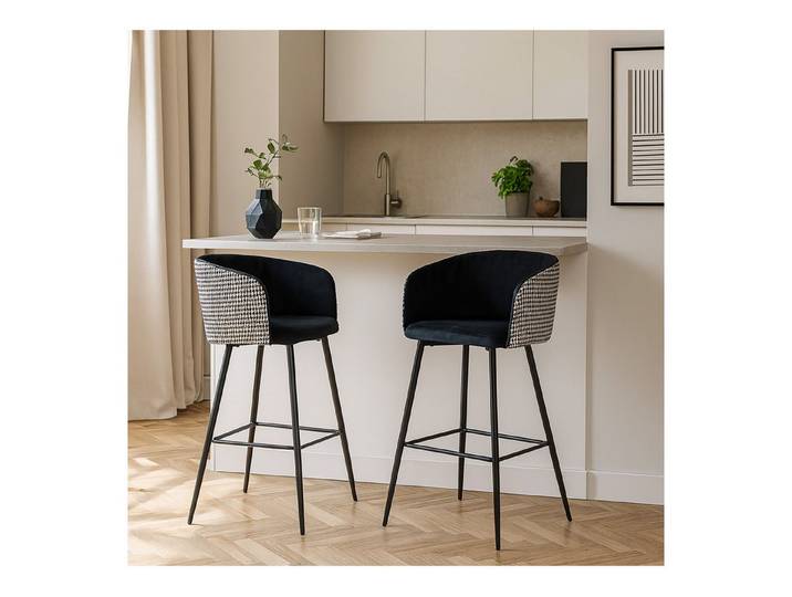 HTI-Living Barhocker 2er Set Barhocker mit Lehne (Set, 2 St., 2 Barhocker), Barhocker mit Lehne Samt gemustert