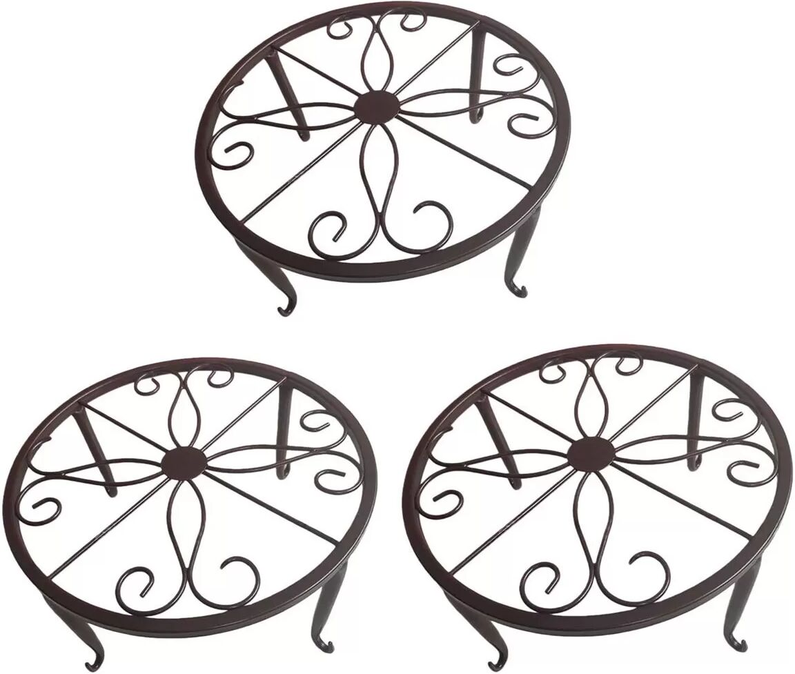 INF Europäischer Einzel-Pflanzenständer - 3er Pack, Metall Blumentopfhalter Bronze