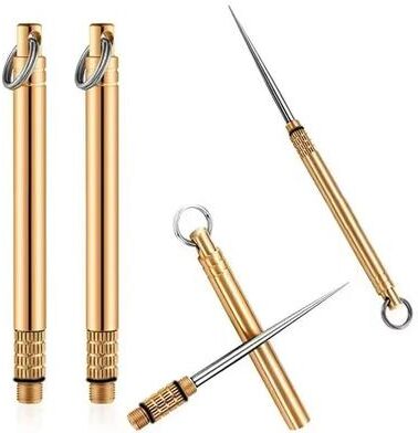 Inspire Select Titanium & Brass Portable Toothpick Bottle Multi Function Fruit Fork & Camping Dental Tool Titanium & Brass Portable Toothpick Bottle Multi Function Fruit Fork & Camping Dental Tool