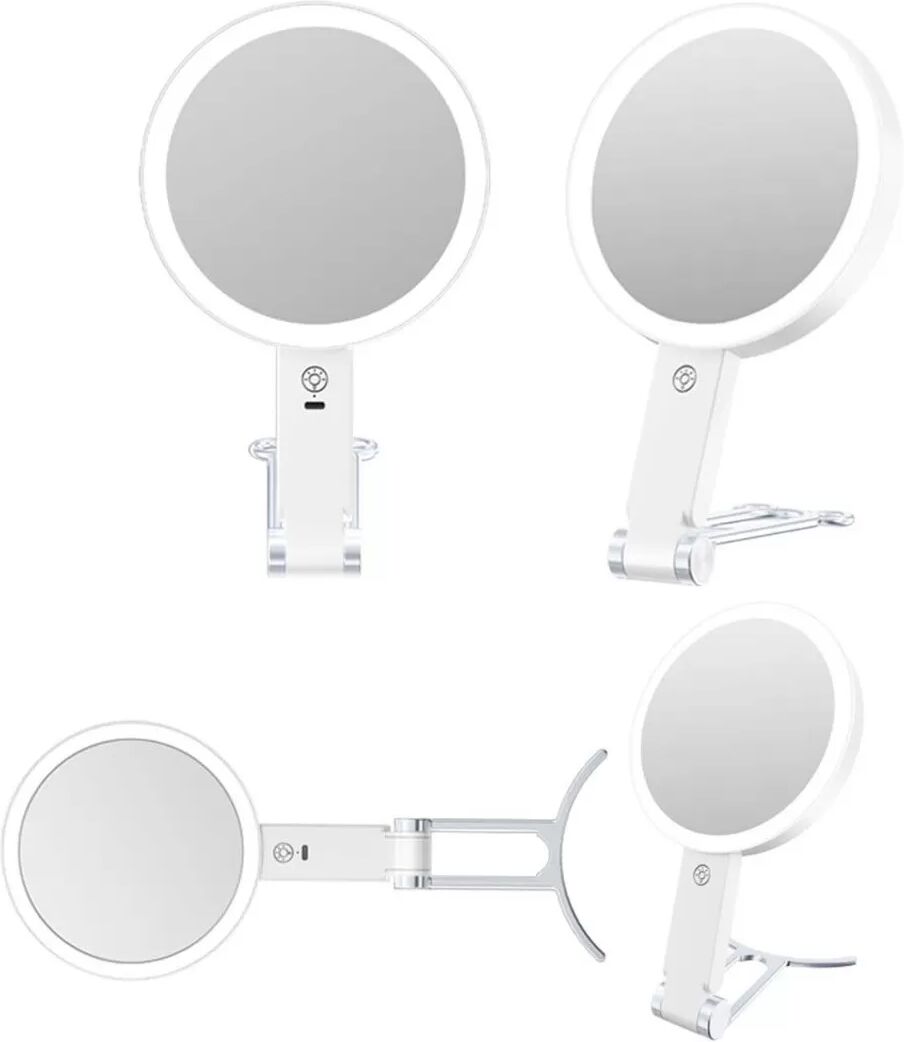 INF LED Schminkspiegel mit C-Typ Ständer - Weiß, 5x Vergrößerung, Tragbar & Wiederaufladbar