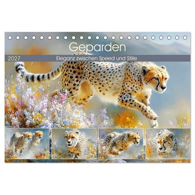 Geparden. Eleganz zwischen Speed und Stille (Tischkalender 2027 DIN A5 quer), CALVENDO Monatskalender