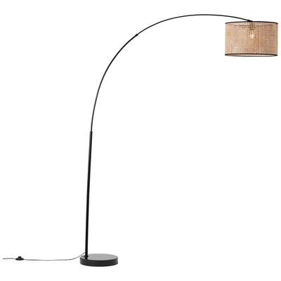 BRILLIANT Bogenlampe "Wiley", schwarz (holz hell, schwarz), 1, Ø 45cm H: 210cm, 1 Stk., Leuchten, 2,1m holz hell/schwarz, Bogenlampe
