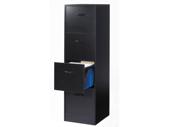 Caisson de Bureau - Matha - Noir - 4 Tiroirs - Bois - Design Contemporain
