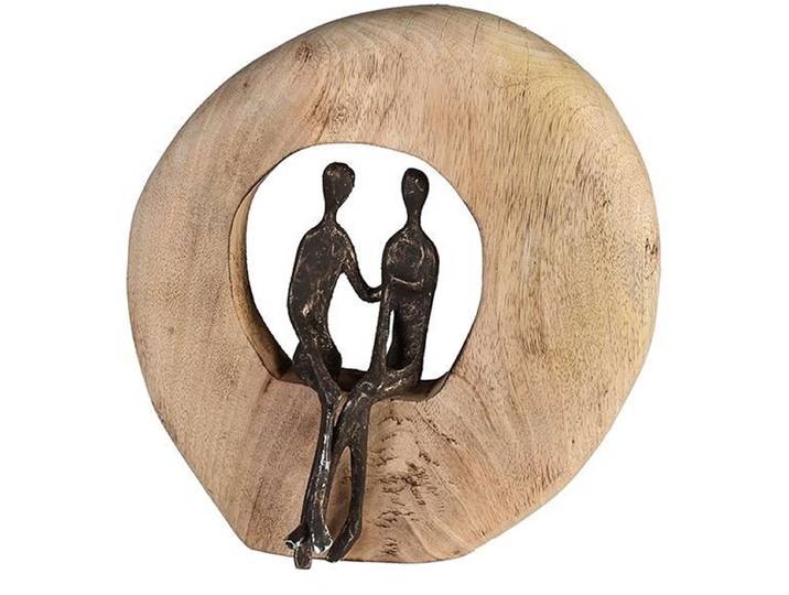 Gilde handwerk Hang Sculptuur Beeld Hout Staal Mooi Stel Bronskleurig