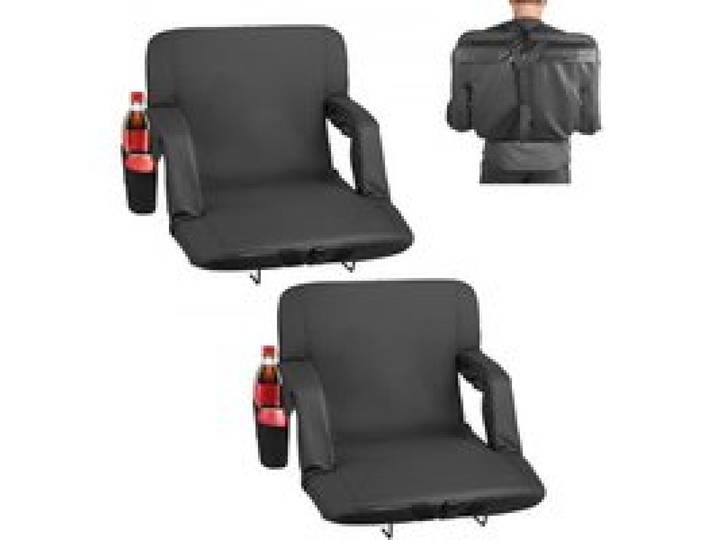VEVOR Siège de stade large à 6 angles réglables, chaise de gradin rembourré de 69,85 mm avec accoudoir et support dorsal, chaise de stade avec porte-gobelet, pour événement sportif, concert, 2 pcs