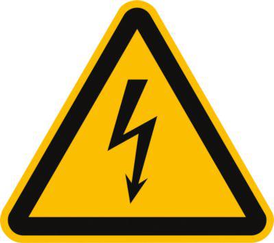 moedel Warnzeichen "Warnung vor elektrischer Spannung" nach ISO 7010, Folie, 20 mm Seitenlänge, 12 Stück/Bogen