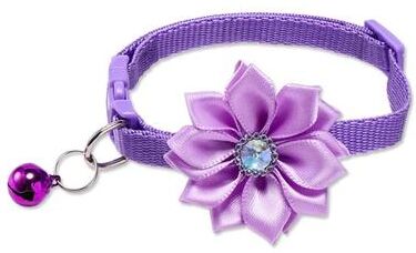 Uplift Picks Adjustable Floral Bow Pet Collar With Bell For Cats And Small Dogs purple