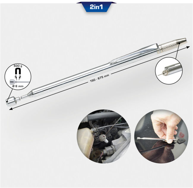 Brilliant Tools Support magnétique télescopique 2 en 1 avec outil de nettoyage des gicleurs et de réglage (BT115903)