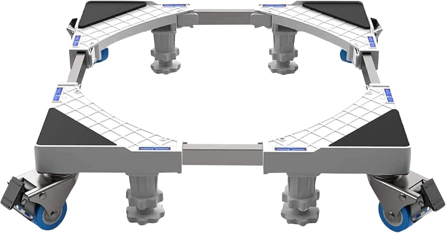 Verstelbare wasmachineverhoger met wielen, hoogte 45-70 cm, draagkracht 300 kg, inclusief antivibratie pads