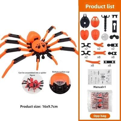 Useful Little Things Articulated Robot Spider Toy With Suction Cup 3D Printed Collectible spider Orange