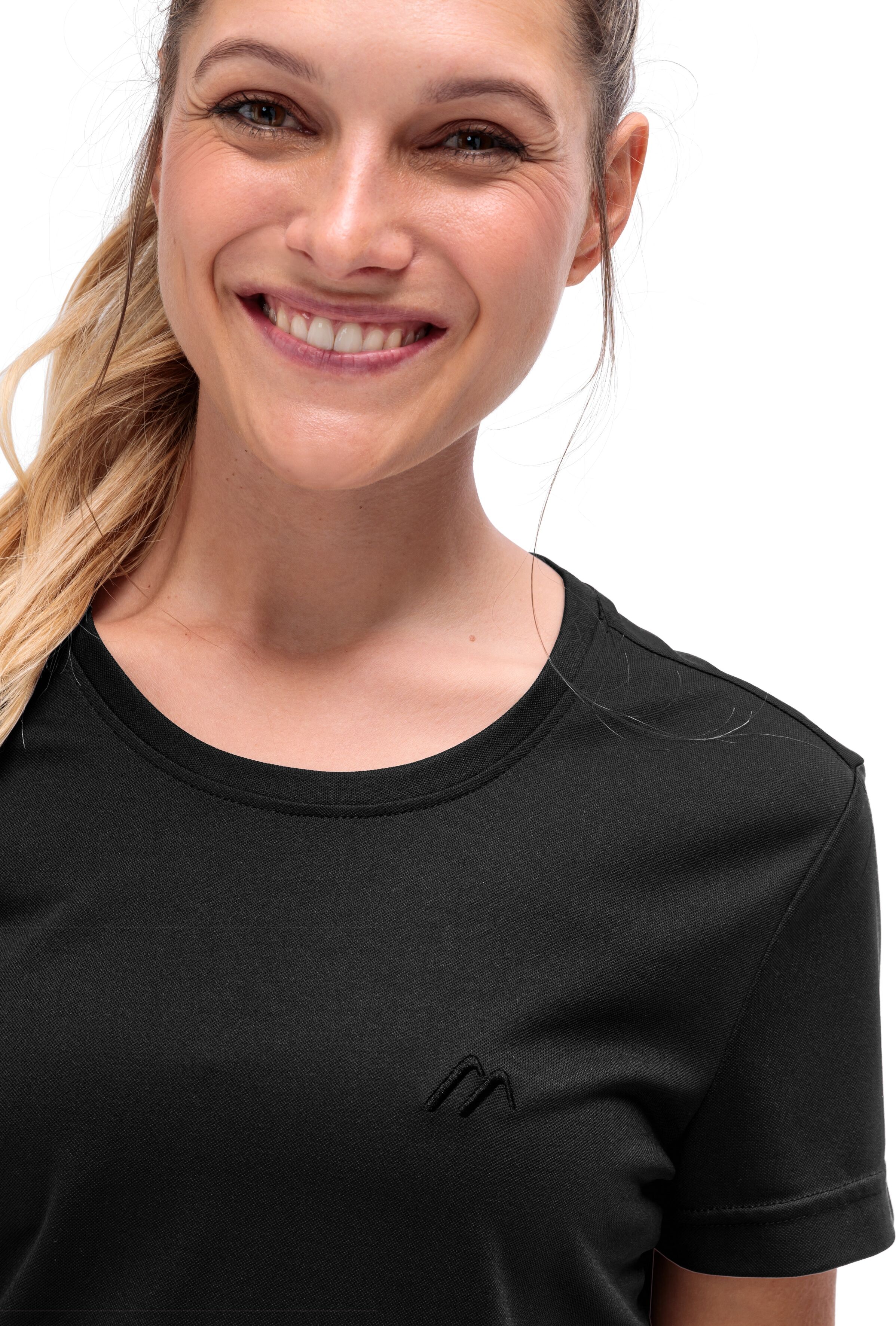 T-Shirt MAIER SPORTS "Da-Shirt 1/2 Arm Waltraud H/S", Damen, Gr. 48, schwarz, Obermaterial: 100% Polyester, Shirts T-Shirt, für sportliche Aktivitäten geeignet, mit 1/2-Arm schwarz 48