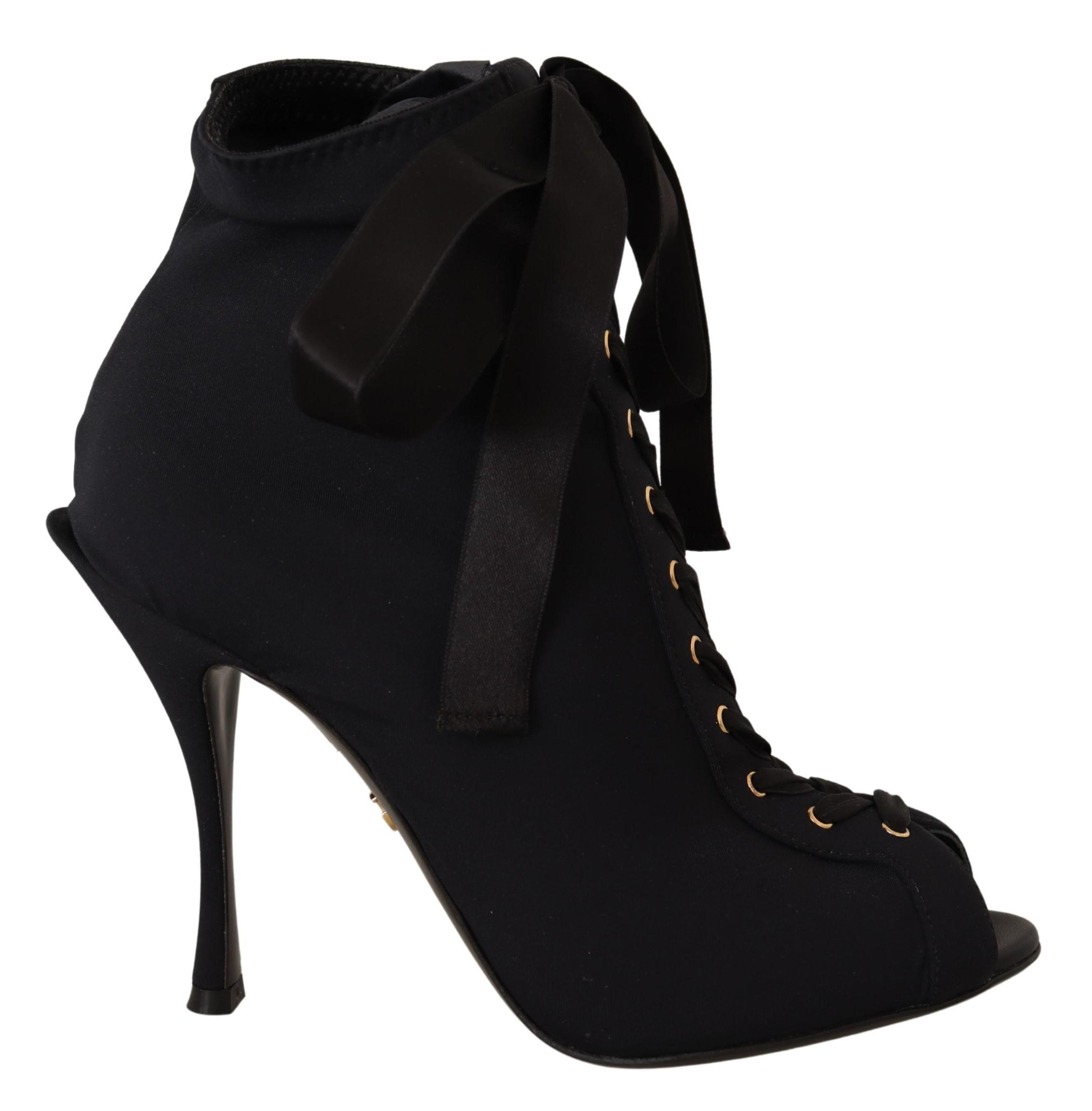 Dolce & Gabbana Vrouwen Zwart Stretch Korte Enkellaarsjes Schoenen