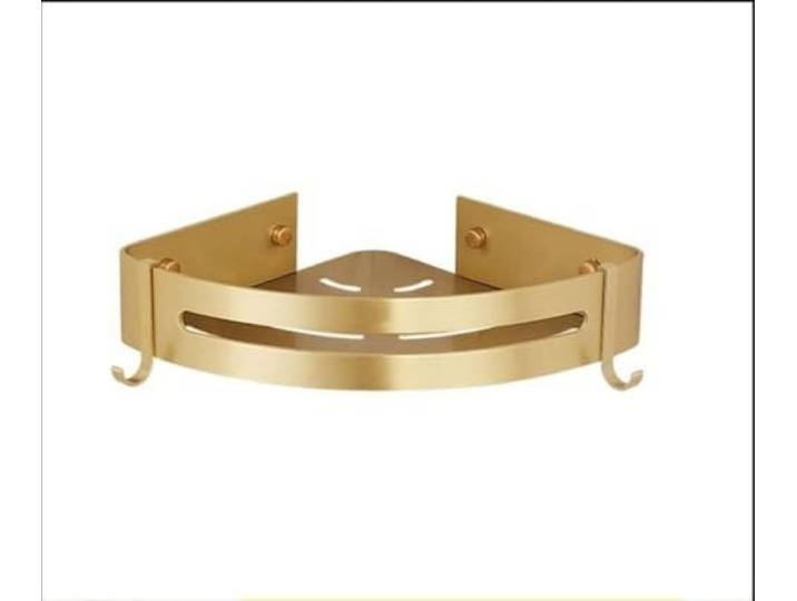 Eckregal Aluminium Dreieckig, Schwimmendes Wandregal Für Bad Dusche Edle Bürstoptik, stabile Dreieckform, vielseitige Ecknutzung, einfache Montage, wasserabweisende(Esquina De Un Nivel)