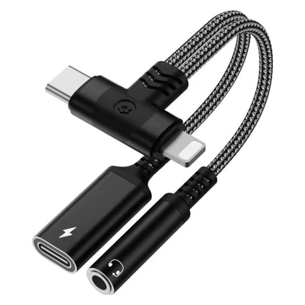 PowerGuard USB-C & Lightning zu 3.5mm Klinke & Type C Charge Adapter (Digital -> Analog, Winkeladapter) (00034814)