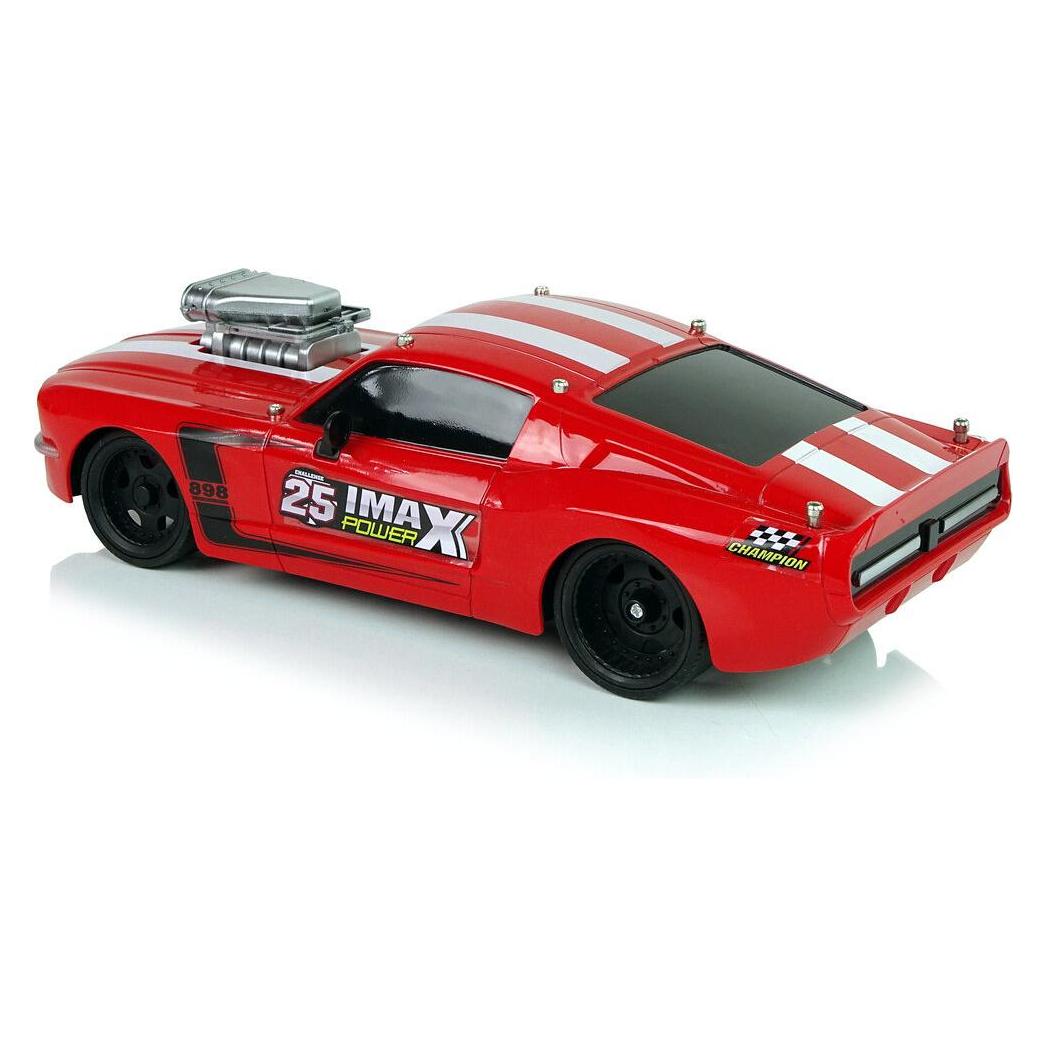 Lean Toys Lean Cars R/C Sportwagen 1:16 Rot Weiss Streifen Pilot (510312)