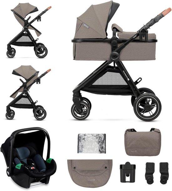3-in-1 Kinderwagen - Reisebett für Babys - Sichere Fortbewegung - Kompakt zusammenklappbar - Bis 25 kg - Beige