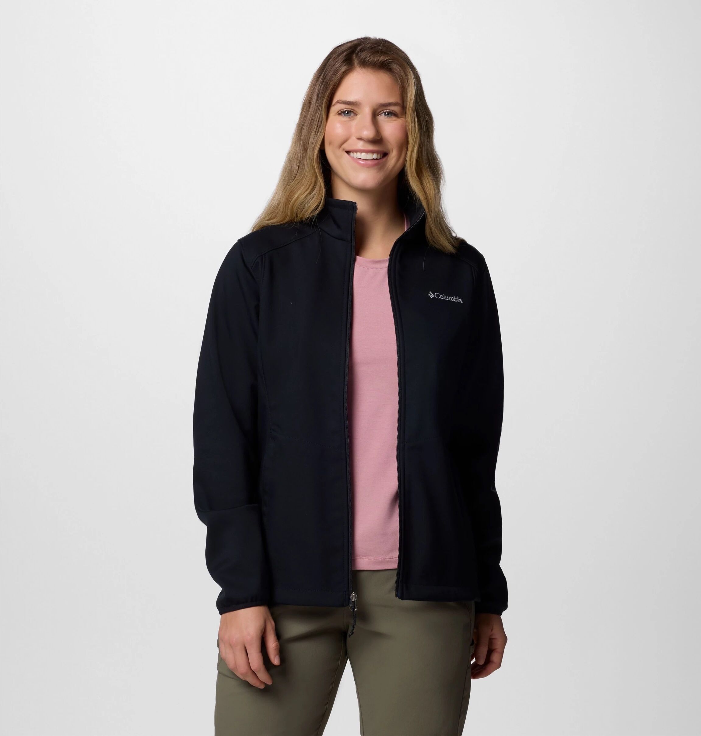 Softshelljacke COLUMBIA "Kruser Ridge III Softshell Jacket", Damen, Gr. L (42/44), schwarz, Softshell, Obermaterial: 100% Polyester, unifarben, Basic hüftbedeckend, eingefasste Kante, Jacken Softshelljacke, sportlicher Stil, wasserabweisend, windabweisend