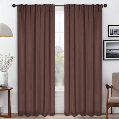 Superior Solid 2-Piece Room Darkening Curtain Set, Rod Pocket Backtab Header Window Drapes
