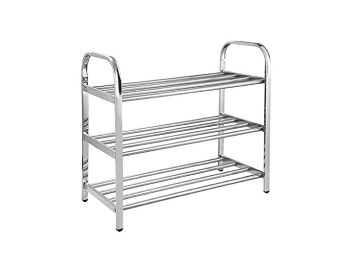CVdrtyED Schuhregal Organizer Edelstahl-Schuhständer, Schuhregal-Schuhspeicher-Organisator, stapelbarer Schuhorganisator for Schlafzimmer, Schrank, Eintritt Eingangsbereich(3-Tiers)