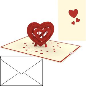 papercrush Grußkarten 3D Herz, 120 x 175mm, Pop-Up Karte, mit Umschlag
