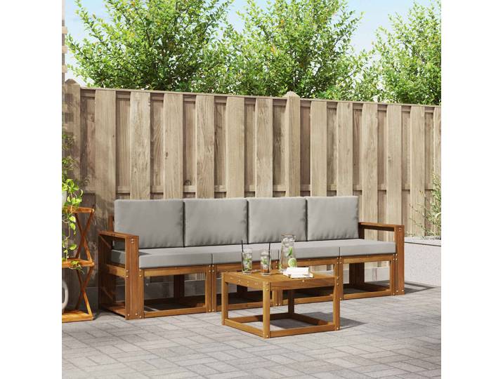 vidaXL Outdoor-Sofagarnitur 5 stk. Natürlich und Hellgrau