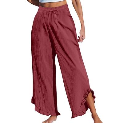 Damen Chinos Komfort Knöchellang Hohe Taille Einfarbig Unelastisch Alltagstauglich Apfel Grün Navy-Blau Weinrot Hautfarbe Sommer Frühling Lässiger Schnitt
