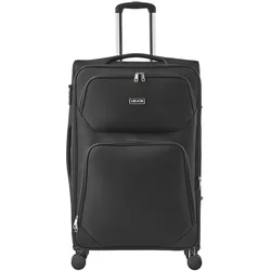 VEVOR erweiterbares Weichgepäck Reisekoffer mit Spinner-Rädern (505 x 340 x 820 mm), Stoffkoffer Handgepäck mit erweiterbarer Reißverschlusstasche & TSA-Schloss Schwarzer Handgepäckkoffer