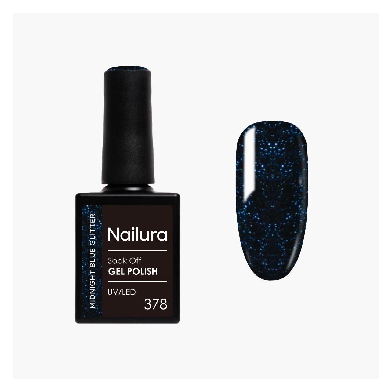 Nailura - Gel Polish 378 - Midnight Blue Glitter - 10 ml (Midnight Blue Glitter) (70397)