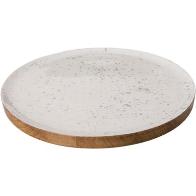 Dekoteller CREATIV DECO "Weihnachtsdeko", weiß (weiß, braun), H:4cm Ø:40cm, Holzwerkstoff, Dekoschalen, mit silberfarbener Schattierung