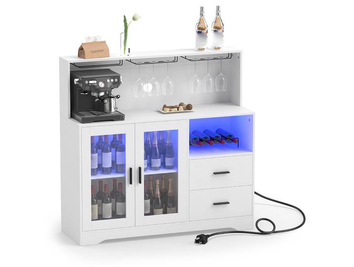Keuken Kast Buffetkast met Stopcontact LED Wit 120 x 40 x 115,5 cm