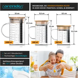 Arendo Messbecher-Set, Messbecher, Schwarz, Braun, Transparent