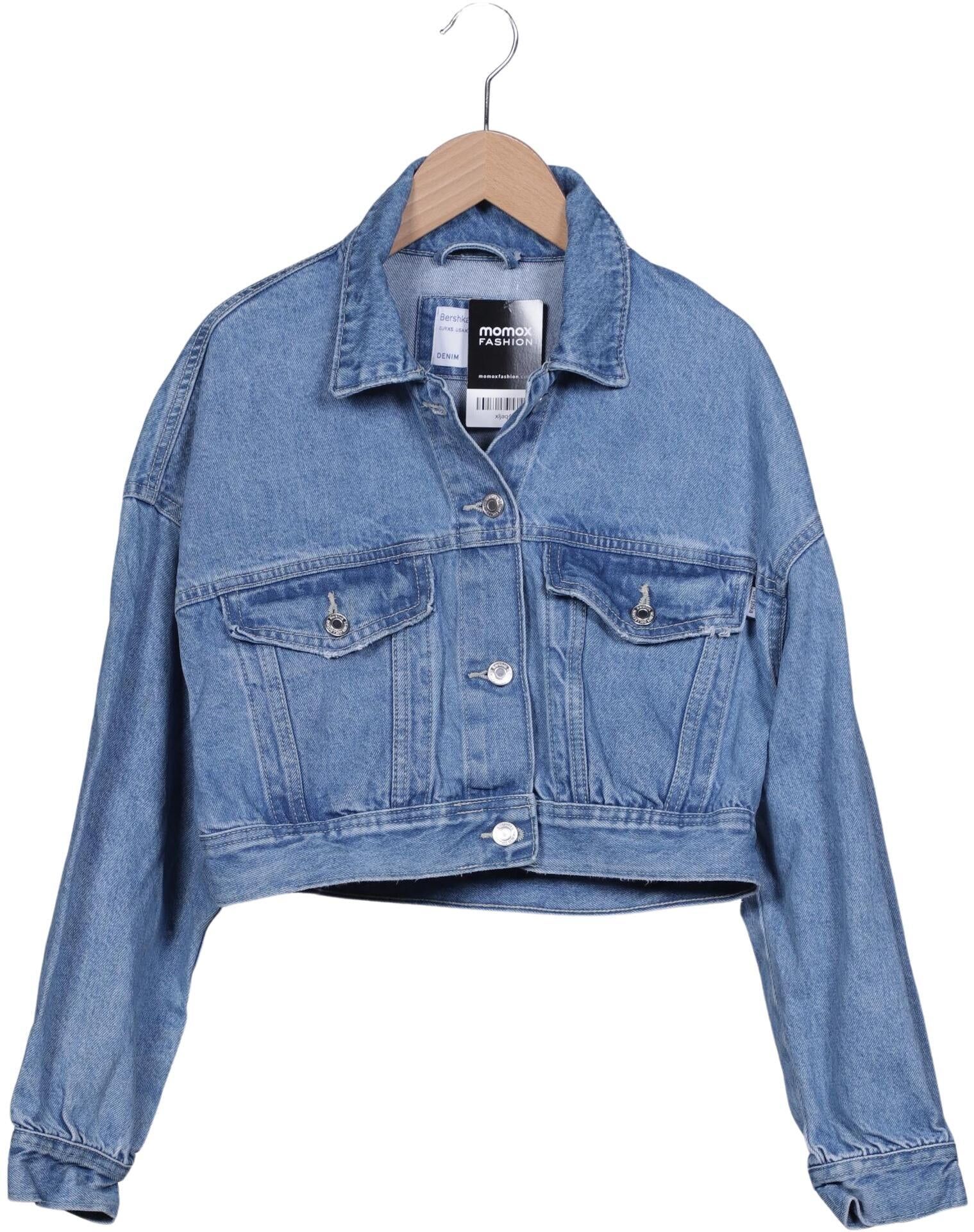 bershka Damen Jacke, Blau, Gr. XS, Baumwolle - Second Hand