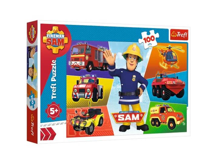 Trefl, Puzzel, Brandweerman Sam, 100 stukjes, Brandweerman Sam's voertuigen, voor kinderen vanaf 5 jaar