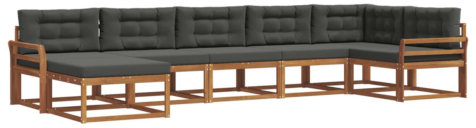 Outdoor-Sofagarnitur mit Kissen 7 pcs Natur und Anthrazit