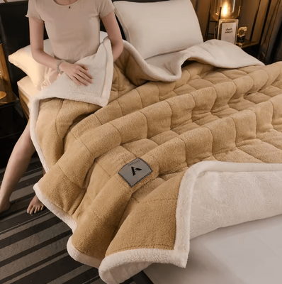Inspire Curations Three Layer Thickened Milk Velvet Winter Blanket coffee 150x200cm