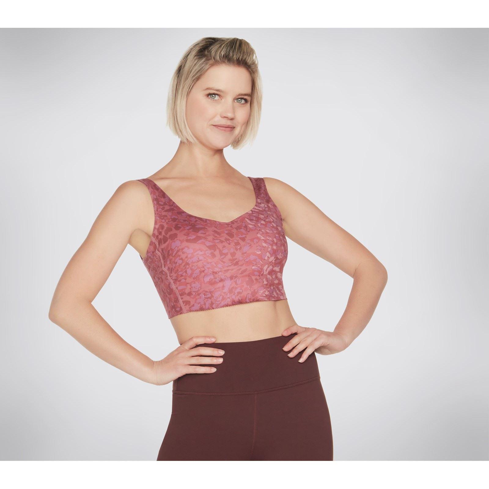 Skechers Performance Gosculpt Leopard Longline Beha Polyester Dames Roze Sportbeha