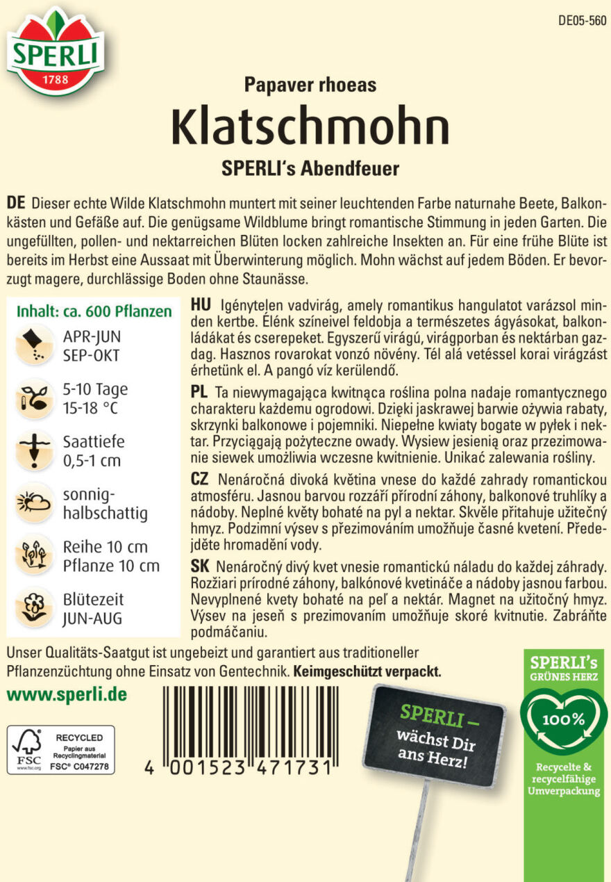 Sperli Klatschmohn SPERLI's Abendfeuer