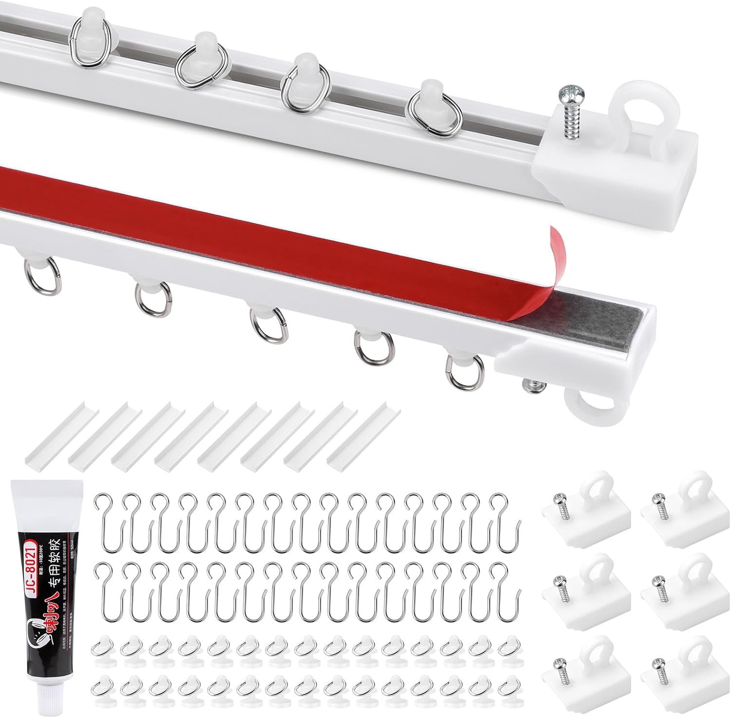 Homevero Gordijnrail 3 m - Zelfklevend PVC - Eenvoudig te installeren zonder boren