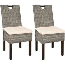 vidaXL Esszimmerstuhl 2 Stk. Kubu-Rattan Mangoholz