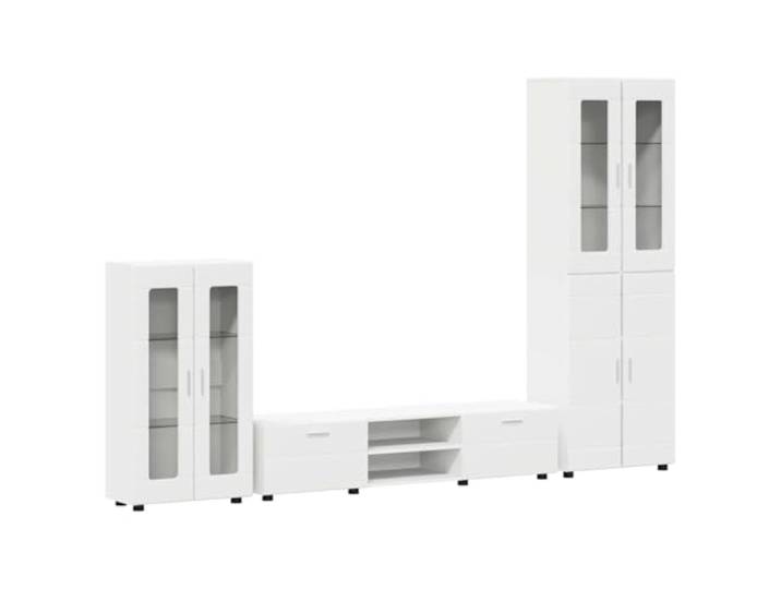 RJPLMFV TV-Möbel, Weiß, aus Holz, für Wohnzimmer Modernes Design, geräumige Fächer, mattes Finish, einfache Pflege, Verwendung im Innenbereich