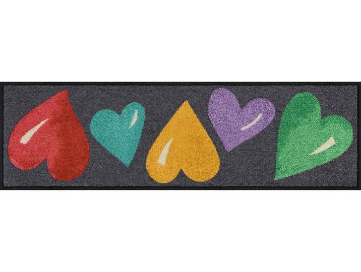 Fussmatte Salonlöwe Fussmatte Big Hearts Colorful , bunt, B:30cm L:100cm, Gummi, Polyamid, Teppiche, Fussmatte