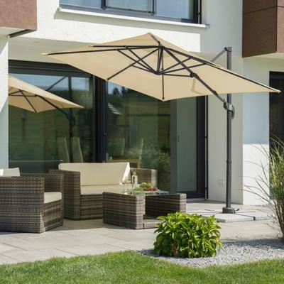 Ampelschirm SCHNEIDER SCHIRME "Rhodos Junior", beige (natur), Obermaterial: 100% Polyester, Standschirme, mit Schutzhülle, ohne Wegeplatten