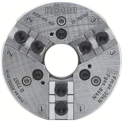 Röhm, Zubehör Maschine, Kraftspannfutter KFD-HS 110, 3-Backen, Kreuzversatz, Zylindrische Zentrieraufnahme